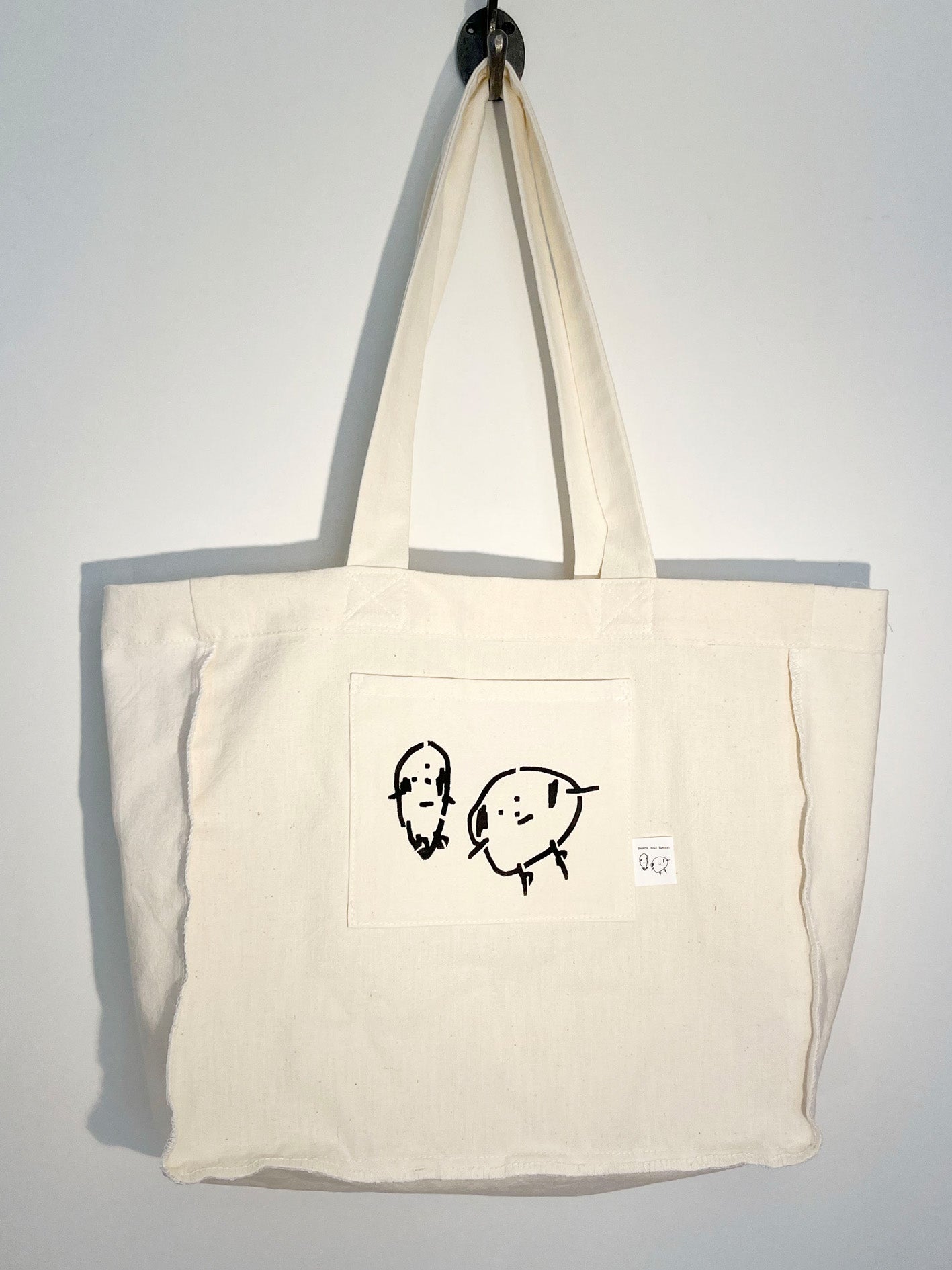 Handmade Vintage Cotton Tote Bag - Love Snacks!