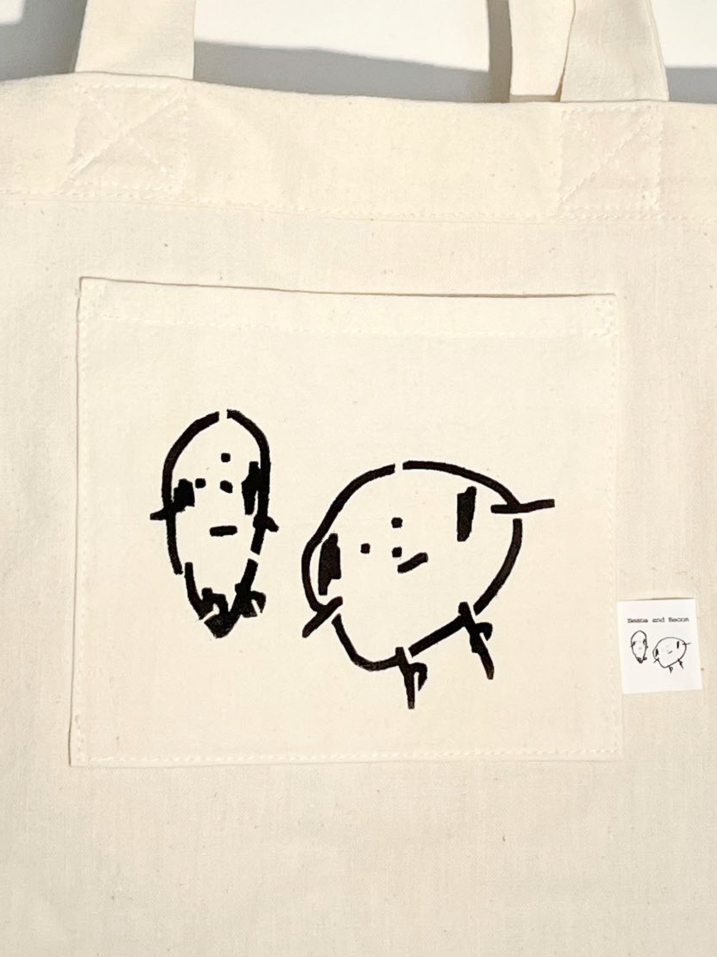 Handmade Vintage Cotton Tote Bag - Love Snacks!