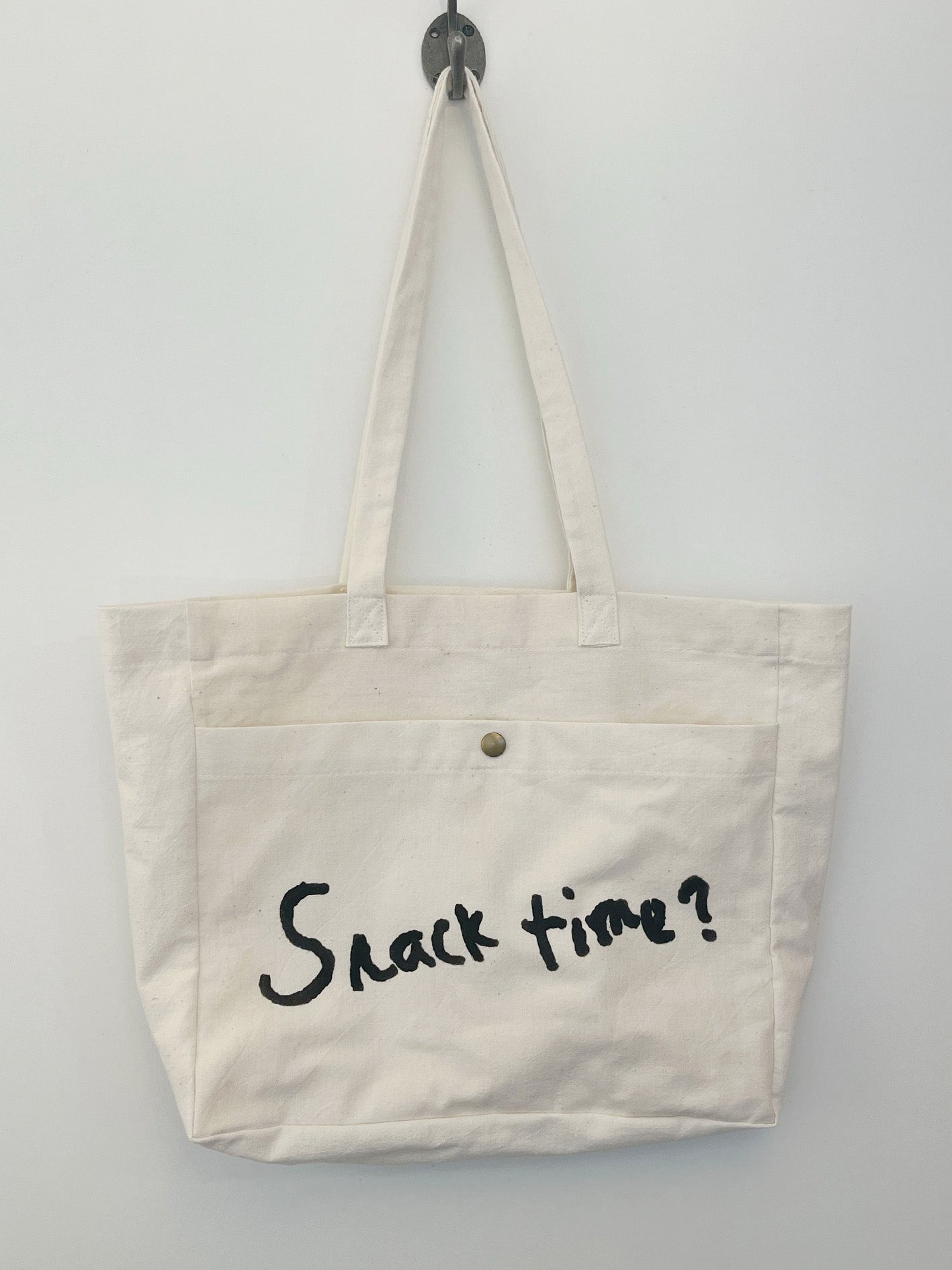 Handmade Vintage Canvas Tote Bag- Snack time