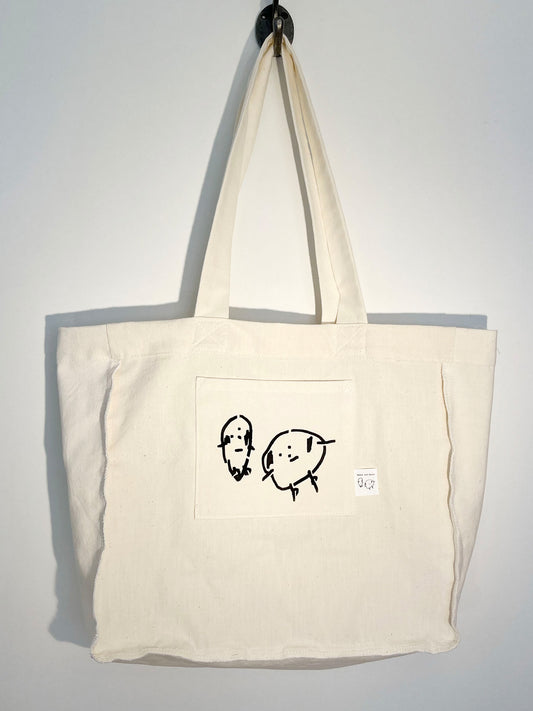 Handmade Vintage Cotton Tote Bag - Love Snacks!